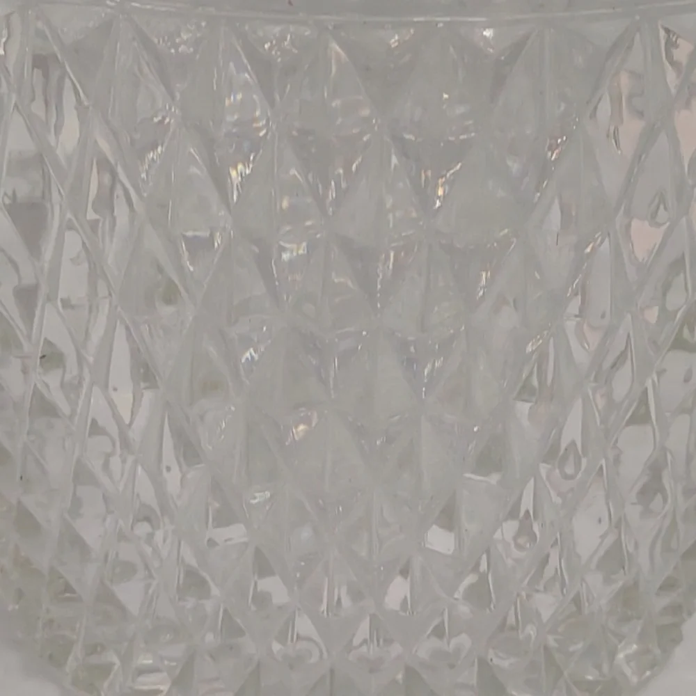 Vintage Indiana Glass Clear Diamond Point Ruffled Ice Bucket 5 3/8